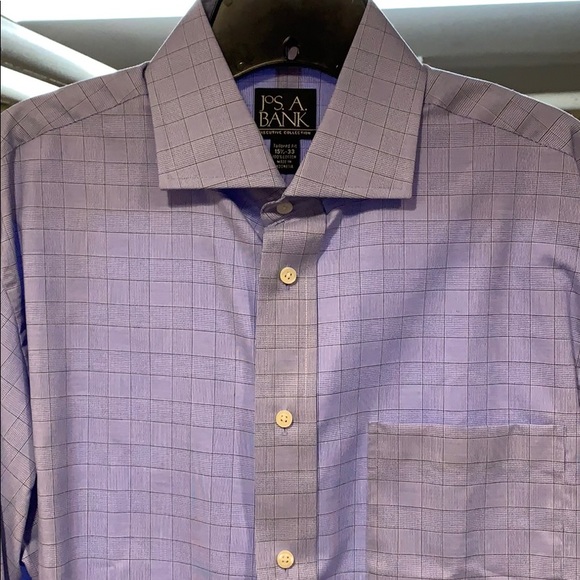 Jos A Bank Tailored Fit Blue Glen Plaid Shirt - Picture 2 of 3